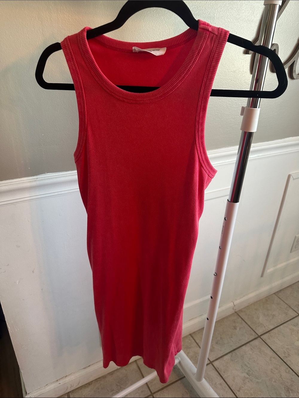 Double Zero Sleeveless Ribbed Tank Dress - Red